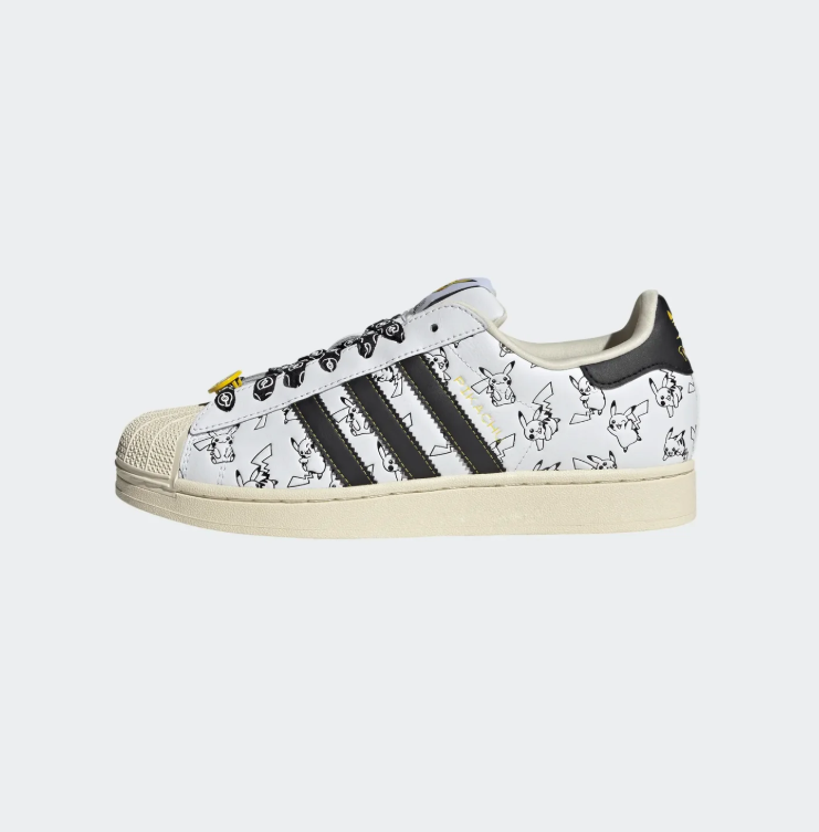 Pikachu Print Shell-Toe Sneakers – White, Black & Cream