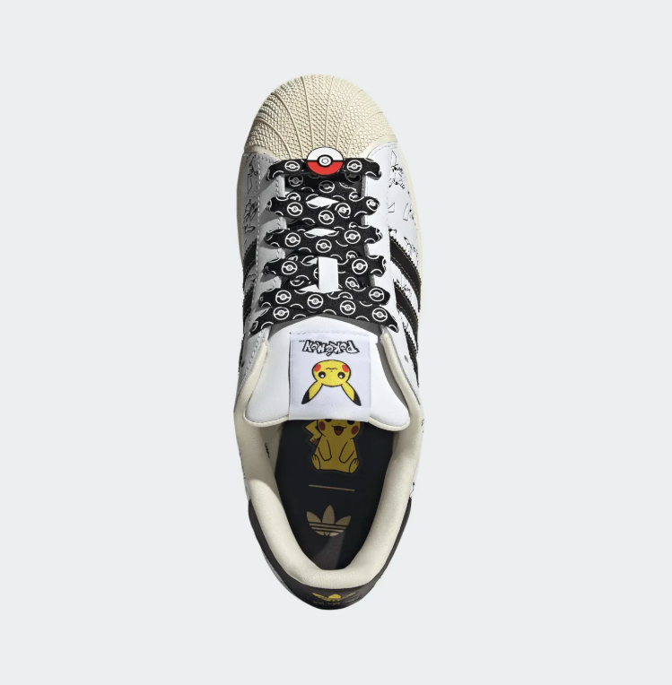 Pikachu Print Shell-Toe Sneakers – White, Black & Cream
