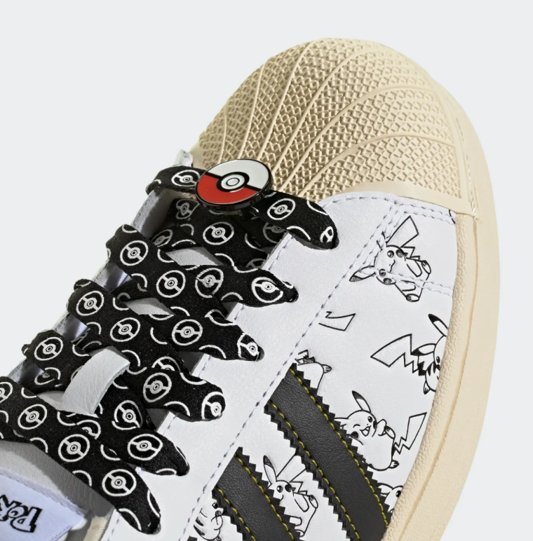 Pikachu Print Shell-Toe Sneakers – White, Black & Cream