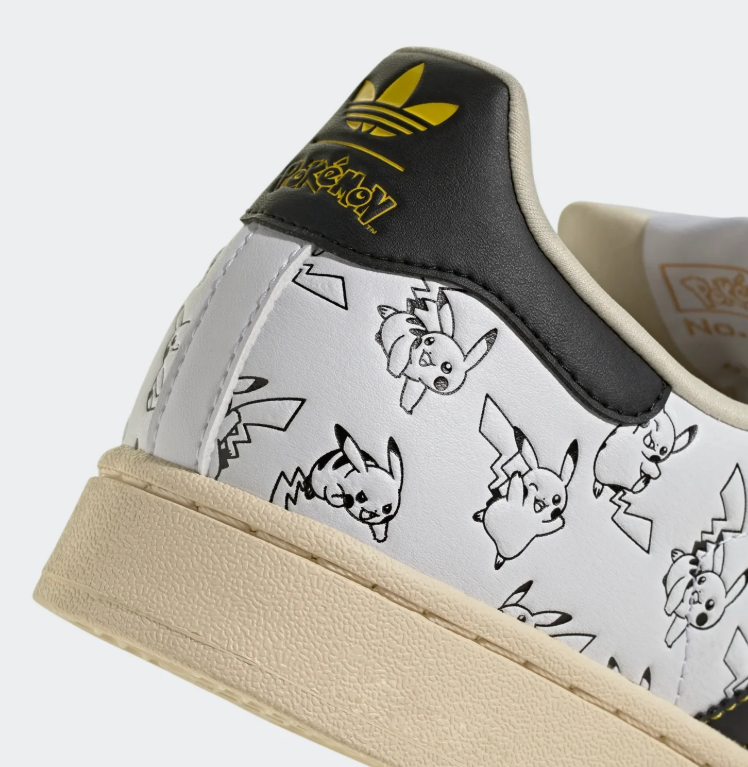 Pikachu Print Shell-Toe Sneakers – White, Black & Cream