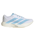 White & Light Blue Three-Stripe Running Shoes