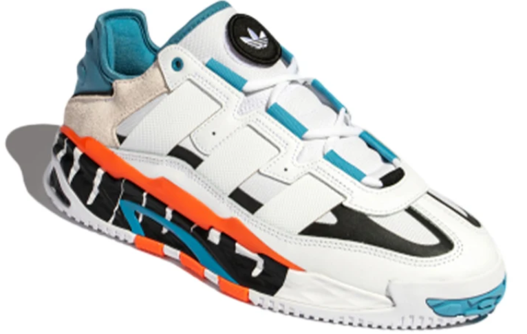 Chunky Color-Block Sneakers – White, Teal & Orange