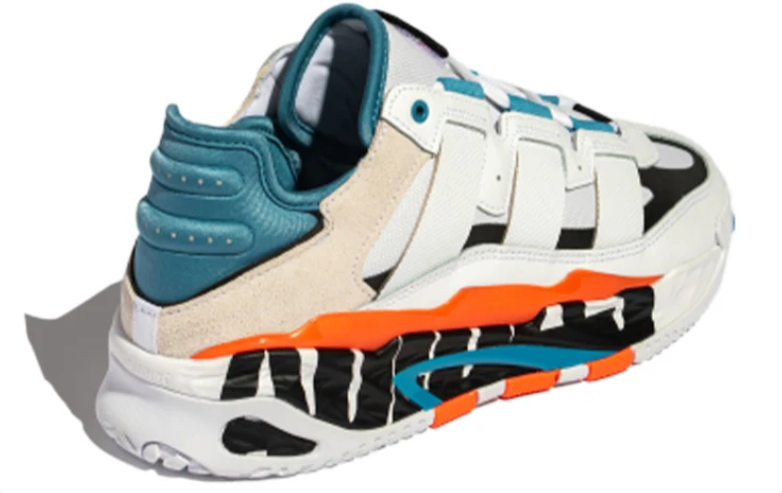 Chunky Color-Block Sneakers – White, Teal & Orange