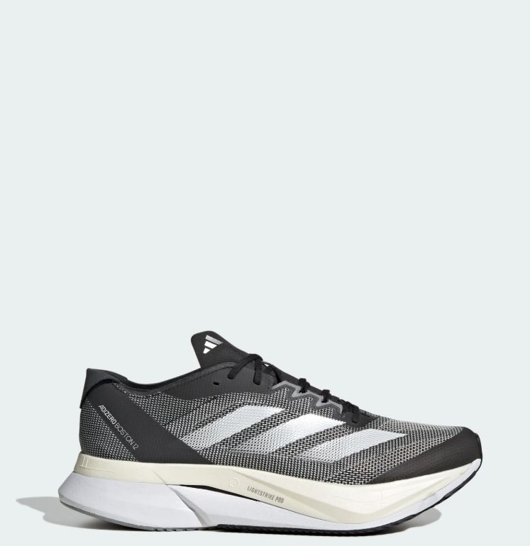 Adizero Boston 12 Running Shoes – Black, Gray & White