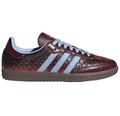 Croc-Effect Low-Top Sneakers – Burgundy & Light Blue