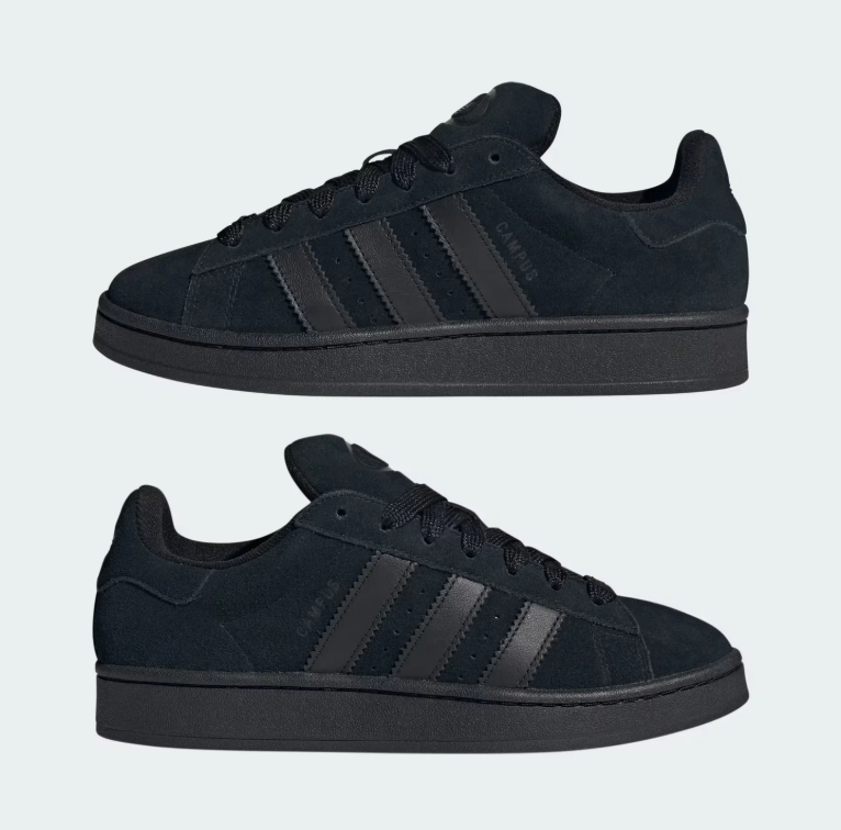 Triple Black Three-Stripe Low-Top Sneakers