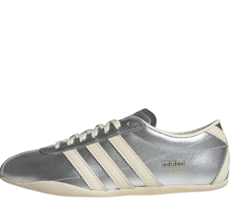 Tokyo Low-Top Sneakers – Metallic Silver & Cream