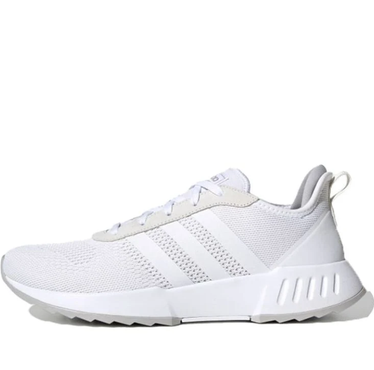 White Mesh Three-Stripe Low-Top Sneakers