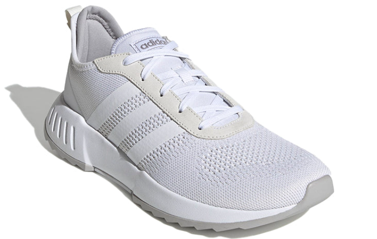White Mesh Three-Stripe Low-Top Sneakers