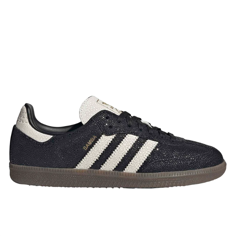 Samba Textured Low-Top Sneakers – Black, Cream & Brown
