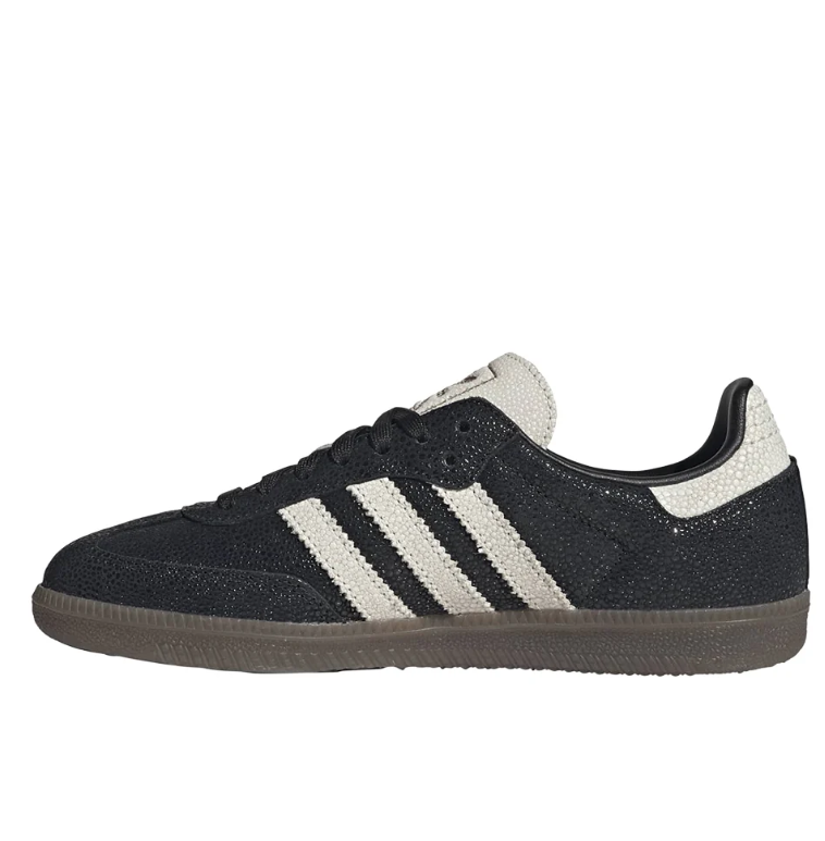 Samba Textured Low-Top Sneakers – Black, Cream & Brown