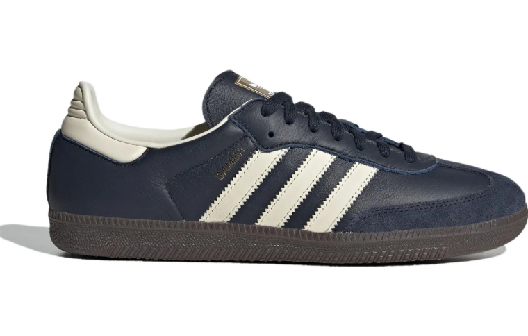 Samba Low-Top Sneakers – Dark Navy, Cream & Brown