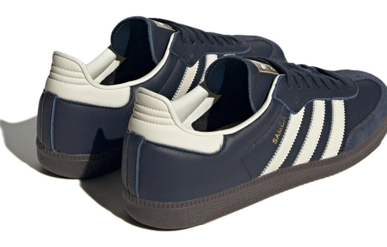 Samba Low-Top Sneakers – Dark Navy, Cream & Brown