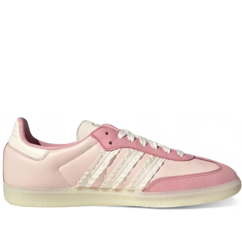 Samba Ruffle-Stripe Low-Top Sneakers – Pink & Cream