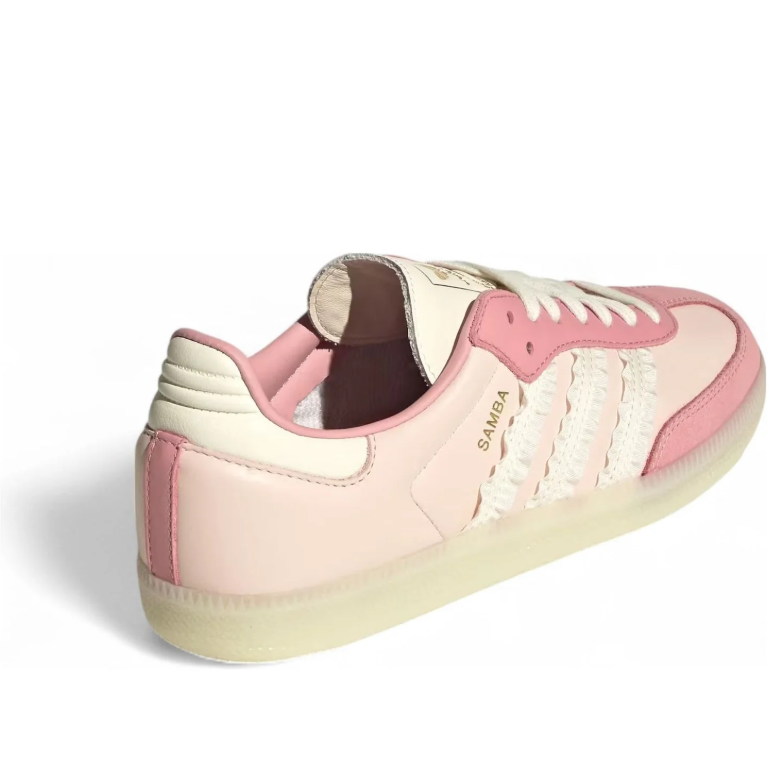 Samba Ruffle-Stripe Low-Top Sneakers – Pink & Cream