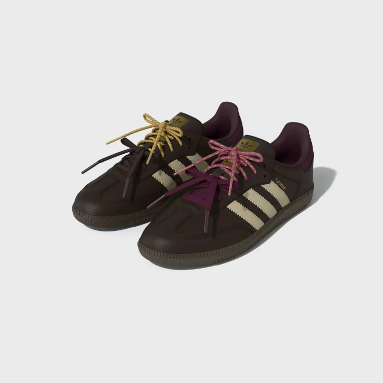 Samba Low-Top Sneakers – Dark Brown, Cream & Burgundy