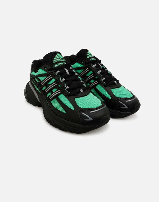 Chunky Mesh Sneakers – Black & Mint Green with Silver Accents