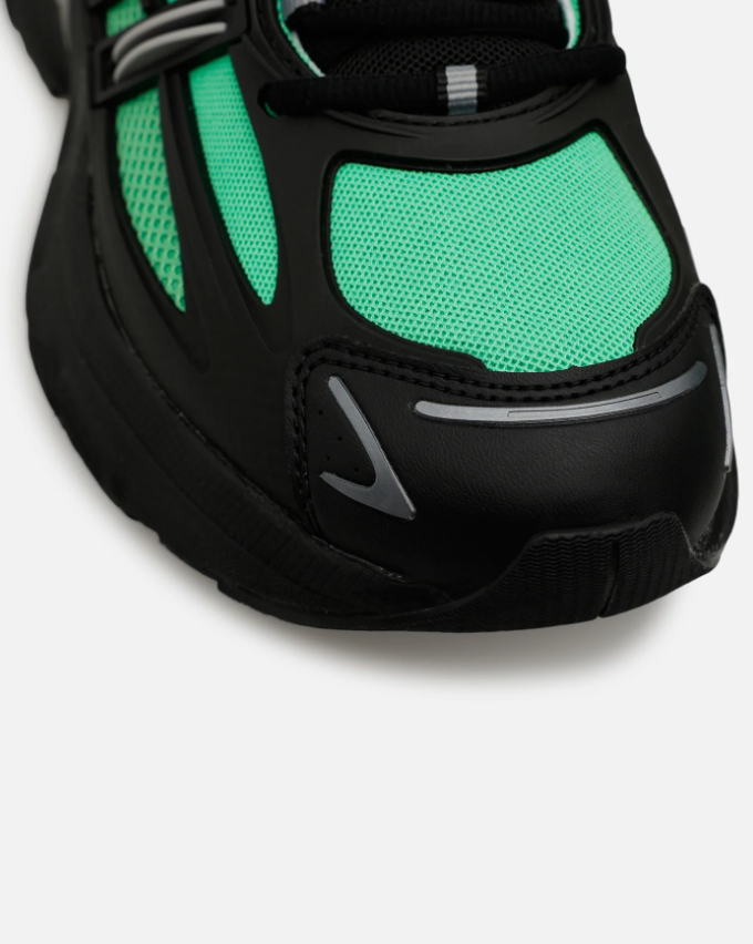 Chunky Mesh Sneakers – Black & Mint Green with Silver Accents