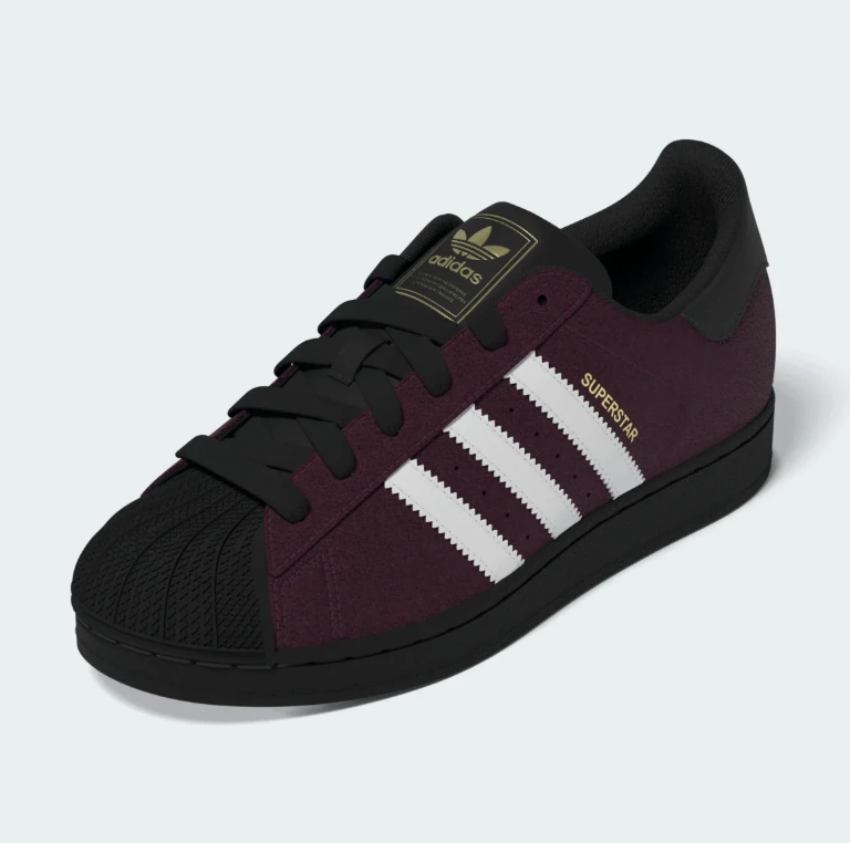 Superstar Shell-Toe Sneakers – Burgundy, White & Black