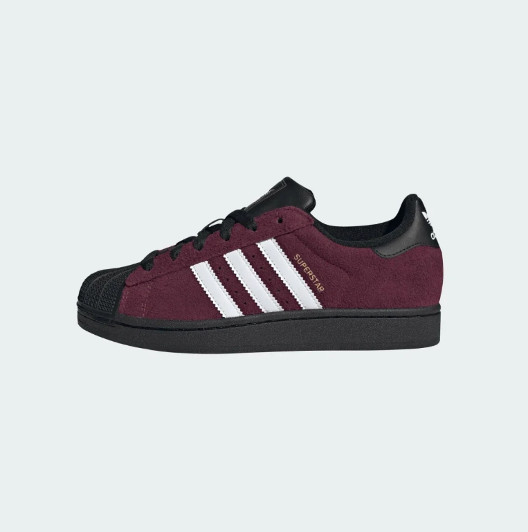 Superstar Shell-Toe Sneakers – Burgundy, White & Black