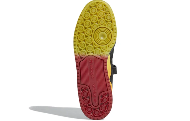 Strap-Detail Court Sneakers – Black with Yellow & Orange Accents