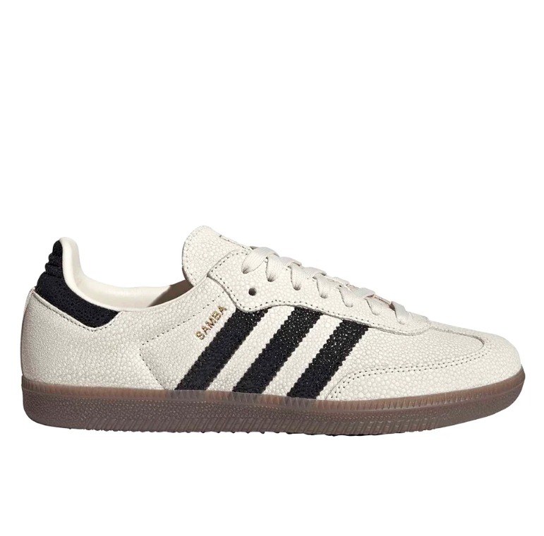 Samba Retro Low-Top Sneakers – Cream & Black with Brown Sole
