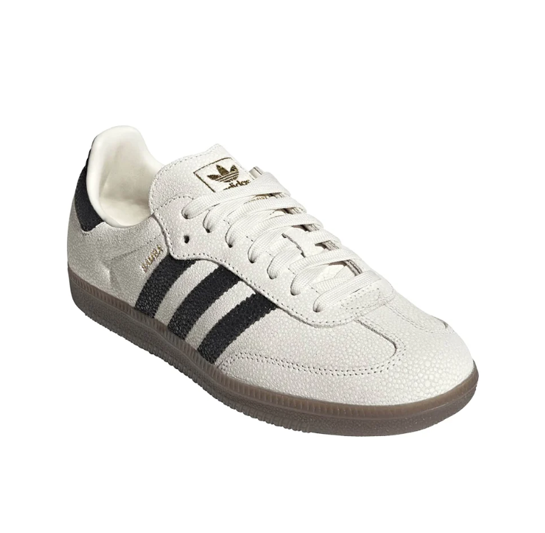 Samba Retro Low-Top Sneakers – Cream & Black with Brown Sole