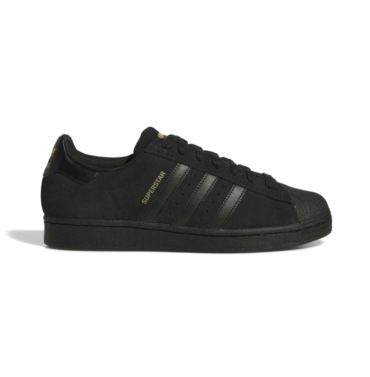 Superstar Shell-Toe Sneakers – All Black with Gold Accents