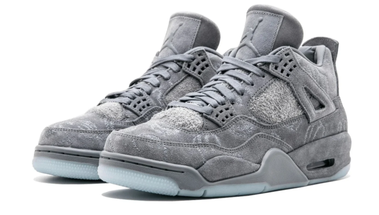 Textured Mid-Top Sneakers – Gray with Ice-Blue Sole