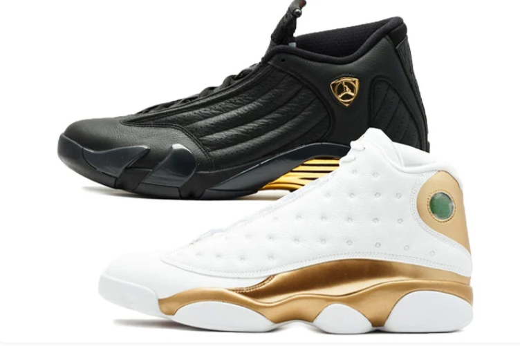 Air Jordan 13/14 Retro Defining Moments – White & Black with Gold Accents