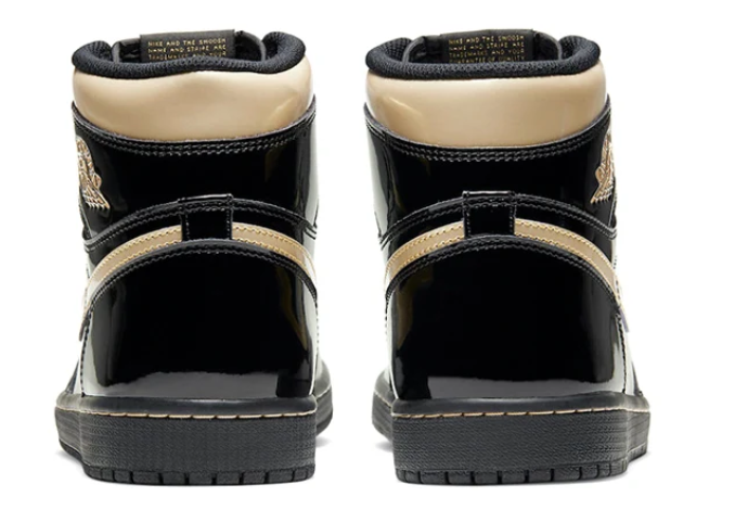 Air Jordan 1 High-Top Sneakers – Glossy Black & Metallic Gold