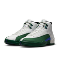 Air Jordan 12 High-Top Sneakers – White & Dark Green with Iridescent Accents