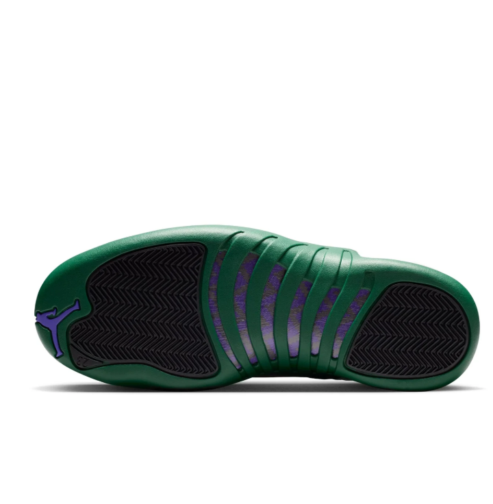 Air Jordan 12 High-Top Sneakers – White & Dark Green with Iridescent Accents