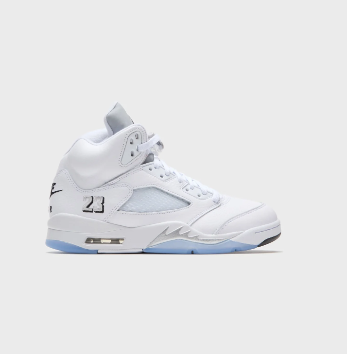 Air Jordan 5 High-Top Sneakers – White & Ice Blue with Black Accents