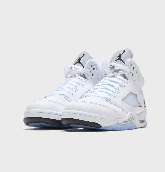 Air Jordan 5 High-Top Sneakers – White & Ice Blue with Black Accents