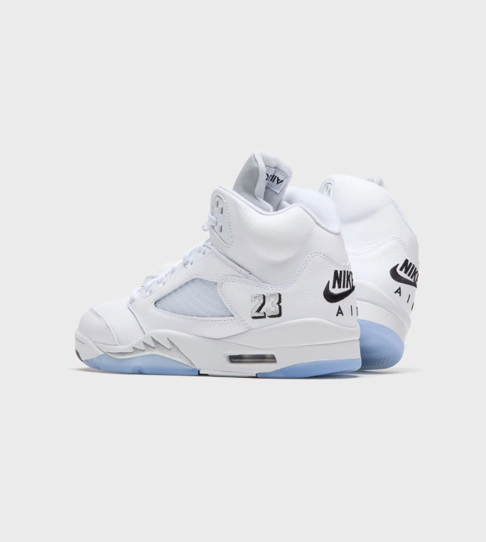 Air Jordan 5 High-Top Sneakers – White & Ice Blue with Black Accents