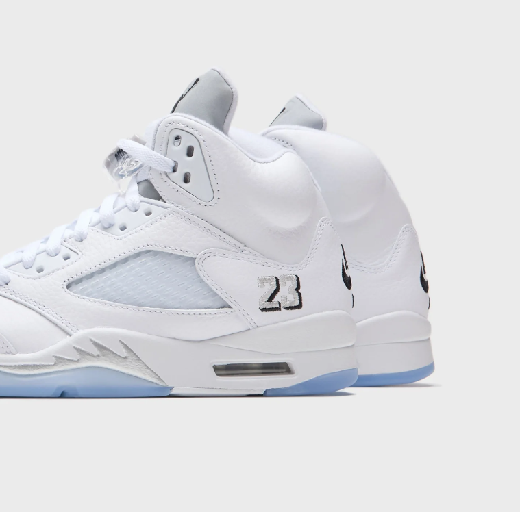 Air Jordan 5 High-Top Sneakers – White & Ice Blue with Black Accents