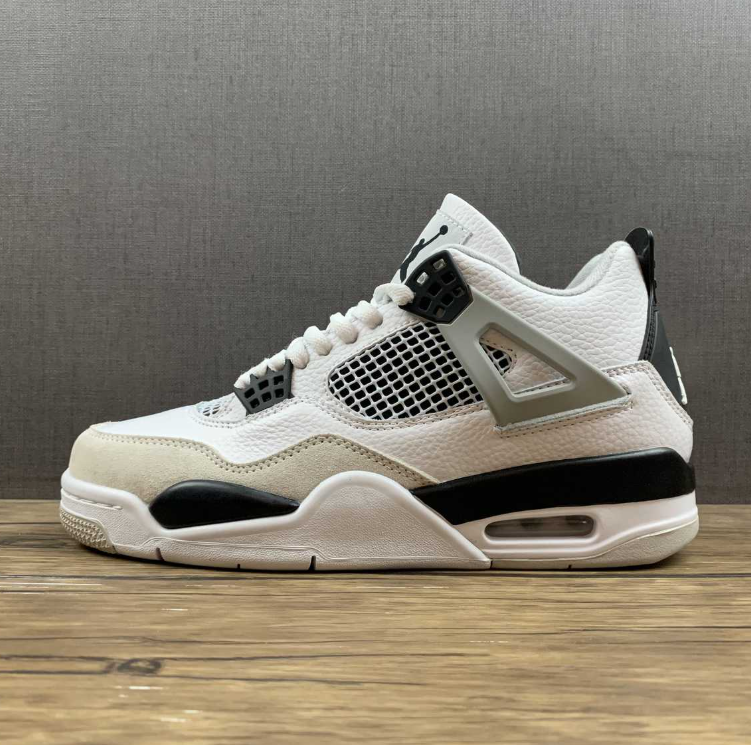 Air Jordan 4 Retro Sneakers – White, Black & Neutral Gray
