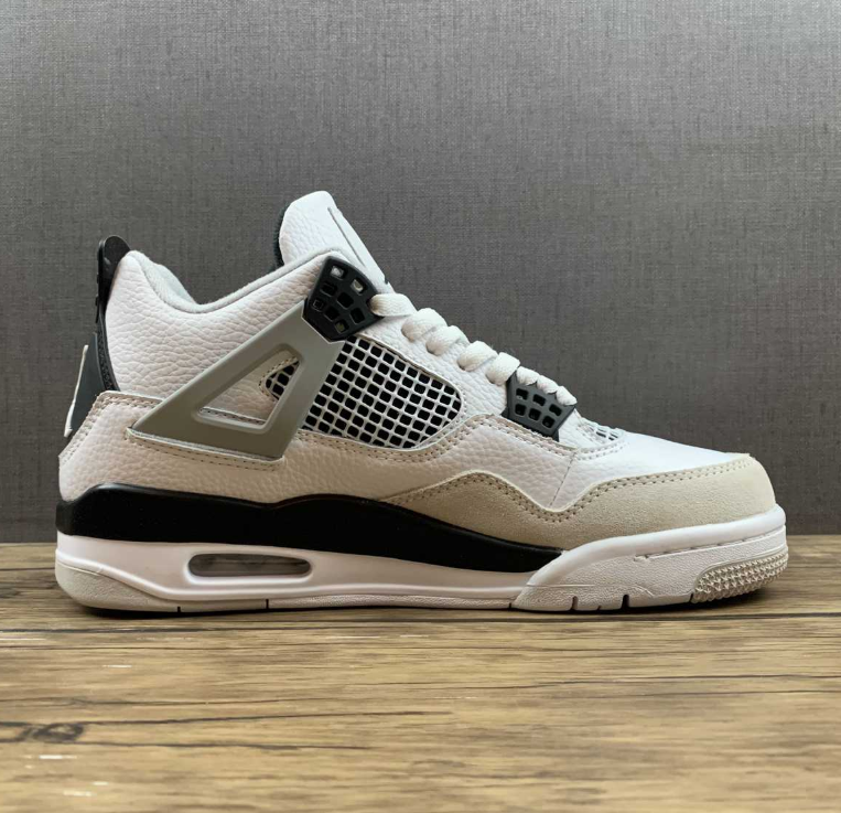 Air Jordan 4 Retro Sneakers – White, Black & Neutral Gray