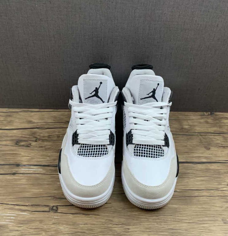 Air Jordan 4 Retro Sneakers – White, Black & Neutral Gray