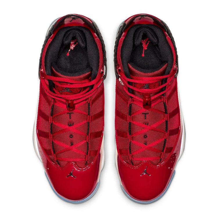 Jordan 6 Rings High-Top Sneakers – Glossy Red, Black & Ice Blue