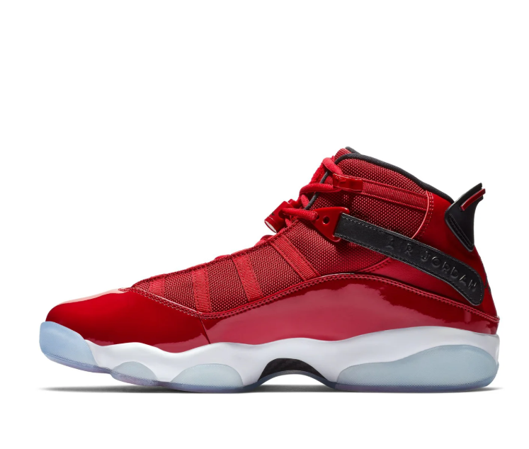 Jordan 6 Rings High-Top Sneakers – Glossy Red, Black & Ice Blue