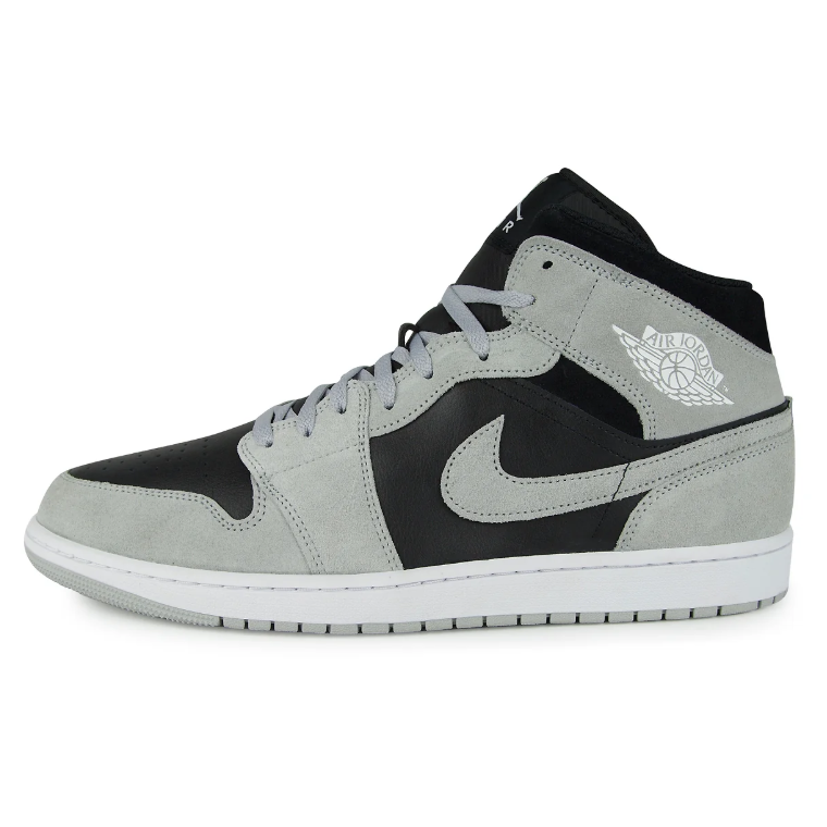 Air Jordan 1 Mid Sneakers – Black & Light Gray