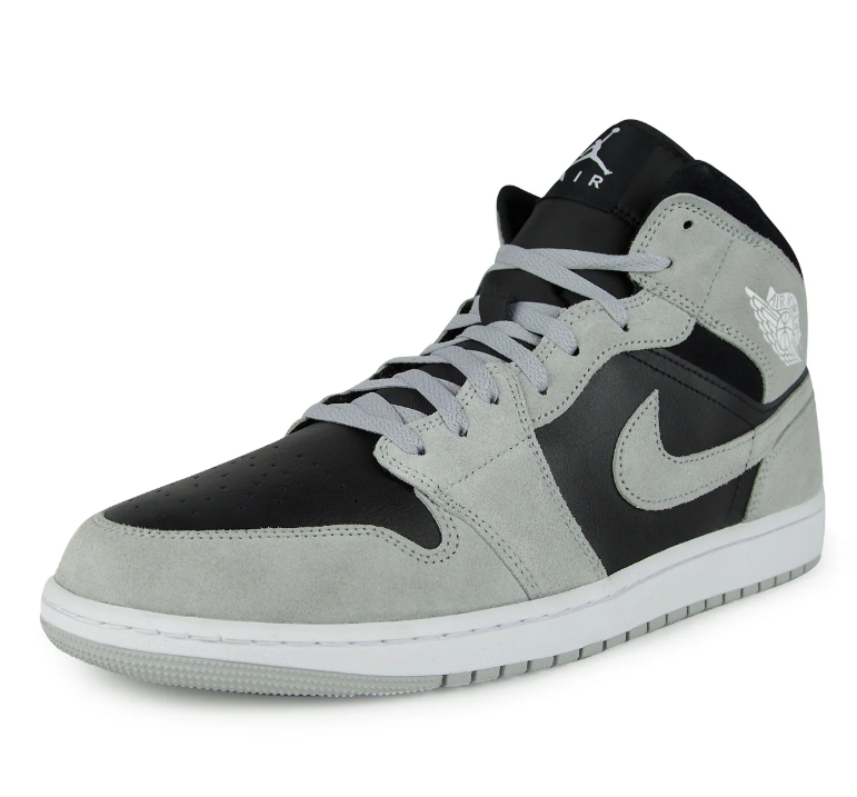 Air Jordan 1 Mid Sneakers – Black & Light Gray