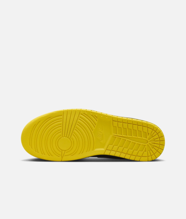 Air Jordan 1 Mid Sneakers – Black with Bright Yellow Outsole