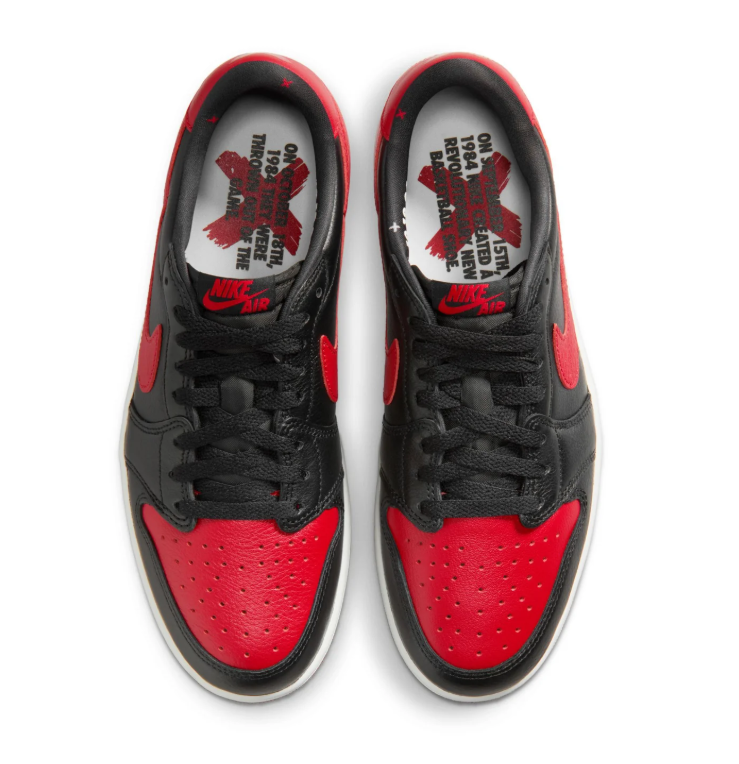 Air Jordan 1 Low-Top Sneakers – Black & Red with Cream Midsole