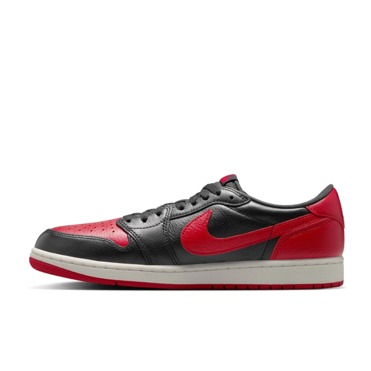 Air Jordan 1 Low-Top Sneakers – Black & Red with Cream Midsole