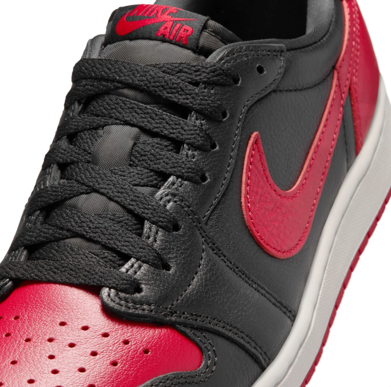 Air Jordan 1 Low-Top Sneakers – Black & Red with Cream Midsole