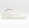 Reverse-Swoosh Low-Top Sneakers – White & Cream with Red Accents