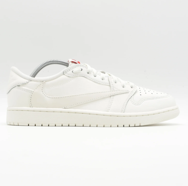 Reverse-Swoosh Low-Top Sneakers – White & Cream with Red Accents